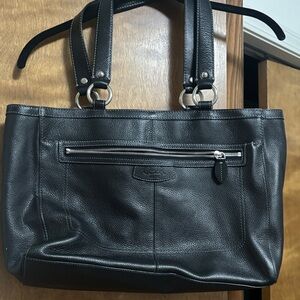 Coach Black Leather Tote Bag